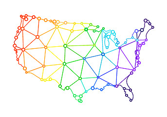 Image showing The LGBT flag in the form of a map of the United States of America