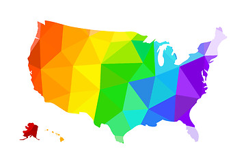 Image showing The LGBT flag in the form of a map of the United States of America