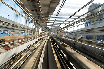 Image showing Monorail passing though the tunnel