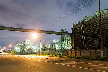 Image showing Industrial factory at night