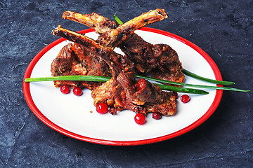 Image showing dish of baked lamb ribs