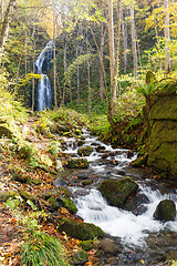 Image showing Oirase stream with waterfall