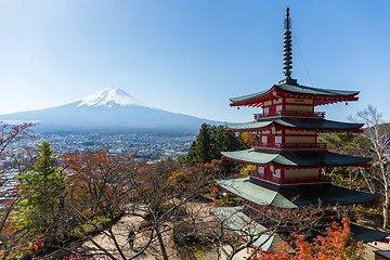 Image showing Mountain Fuji and Chureito red pagoda