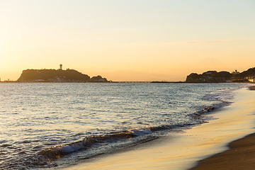 Image showing Yuigahama coast of Shonan at sunset