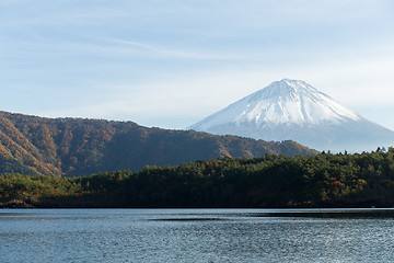 Image showing Lake saiko and Mount Fuji