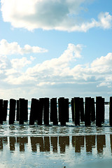 Image showing Beach & Poles