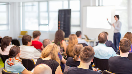 Image showing Woman giving presentation on business conference.