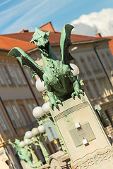 Image showing Famous Dragon bridge, symbol of Ljubljana, Slovenia, Europe.