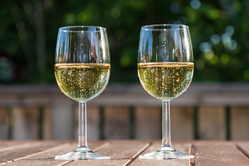 Image showing Two glasses with sparkling wine