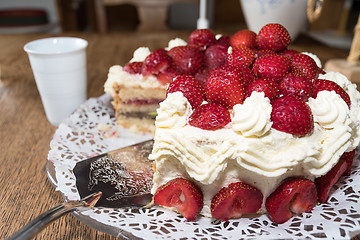 Image showing Fresh strawberry cake