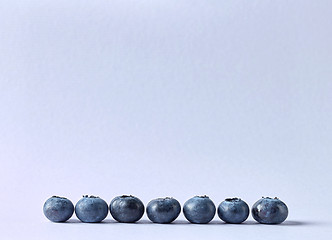 Image showing Seven fresh blueberries