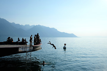 Image showing Geneva lake in Montreux, Switzerland