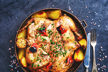 Image showing Baked chicken with potatoes