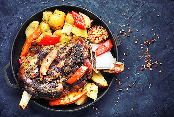 Image showing Roast mutton in the pan