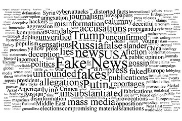 Image showing Word tag cloud on the topic of fake news