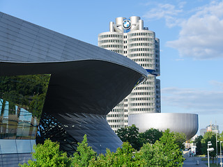 Image showing BMW Headquarters modern building four-cylinder tower