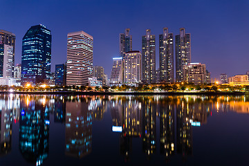 Image showing Benchakitti Park in Bangkok city at night