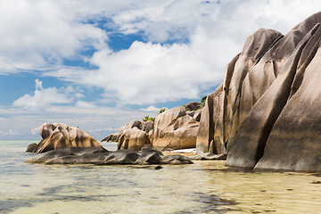 Image showing rocks on seychelles island beach in indian ocean