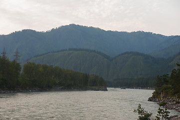 Image showing Evening in mountain on river Katun