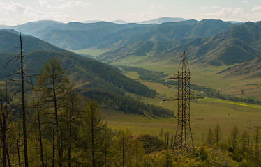 Image showing Electric pillar in the mountain
