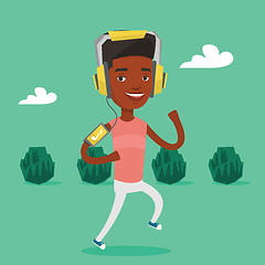 Image showing Man running with earphones and smartphone.