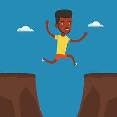 Image showing Sportsman jumping over cliff vector illustration