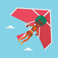 Image showing Woman flying on hang-glider vector illustration.