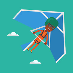 Image showing Man flying on hang-glider vector illustration.