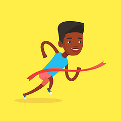 Image showing Athlete crossing finish line vector illustration.
