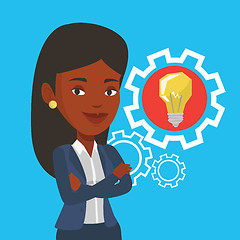 Image showing Woman with business idea bulb in gear.