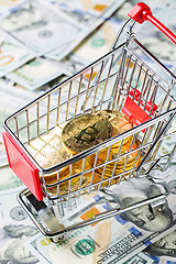 Image showing Shopping cart with bitcoins