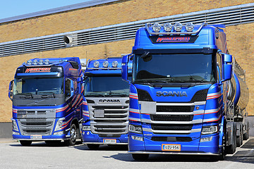 Image showing Fleet of New Modern Tank Trucks on a Yard