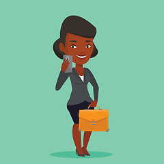 Image showing Business woman making selfie vector illustration.