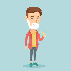 Image showing Man shaving his face vector illustration.