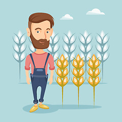 Image showing Farmer in wheat field vector illustration.