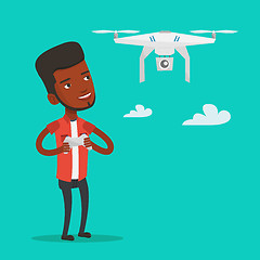 Image showing Man flying drone vector illustration.