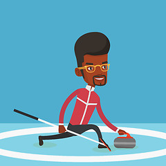 Image showing Curling player playing on the rink.