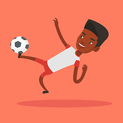 Image showing Soccer player kicking ball vector illustration.