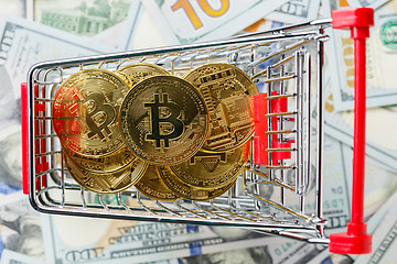 Image showing Shopping cart with bitcoins