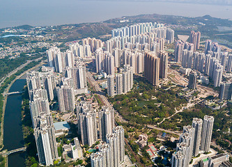 Image showing Top view of urabn city in Hong Kong