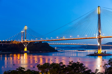 Image showing Hong Kong bridge at sunset