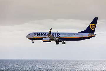 Image showing ARECIFE, SPAIN - APRIL, 15 2017: Boeing 737-800 of RYANAIR landi