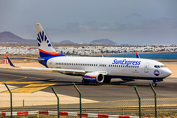 Image showing ARECIFE, SPAIN - APRIL, 15 2017: Boeing 737 - 800 of SunExpress 