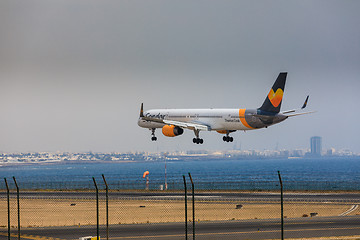 Image showing ARECIFE, SPAIN - APRIL, 16 2017: Boeing 757-300 of Condor with t