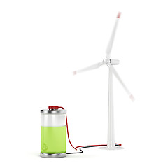 Image showing Charging battery with wind turbine