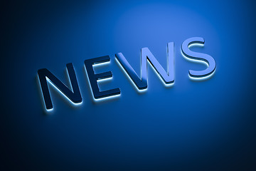 Image showing the word news with blue light