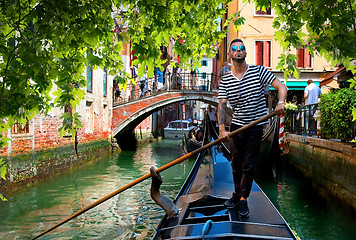 Image showing Gondolier in Venice