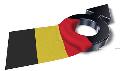 Image showing mars symbol and flag of belgium - 3d rendering