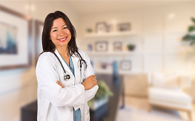 Image showing Female Hispanic Doctor or Nurse Standing in Her Office