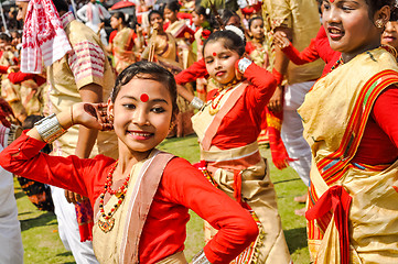 Image showing Girl with red dot in Assam